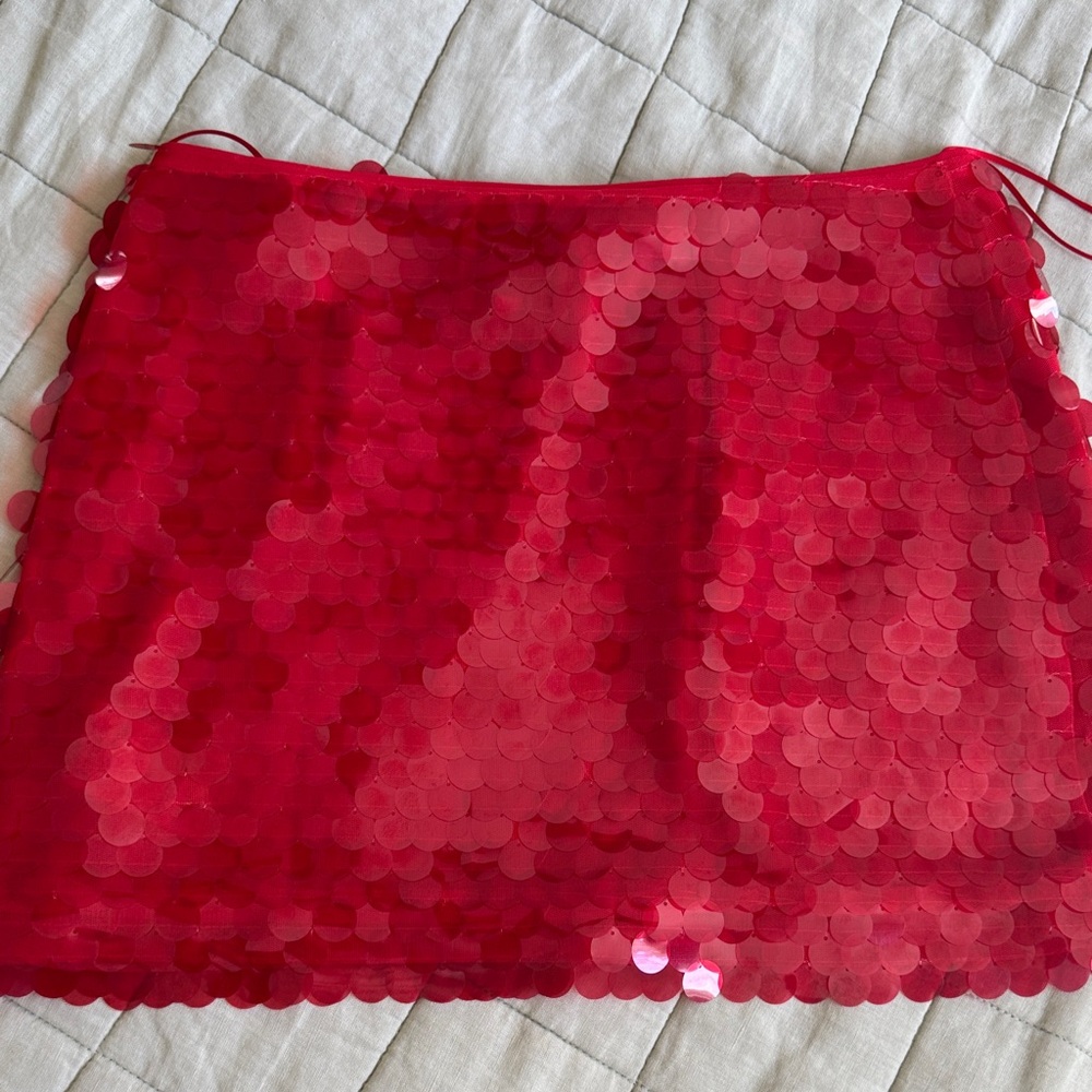 Reformation Carla Red Sequin Mini Skirt - Picture 10 of 11